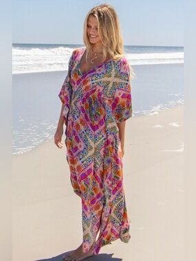 Natural Life Sanibel Kaftan Maxi Dress Size Medium